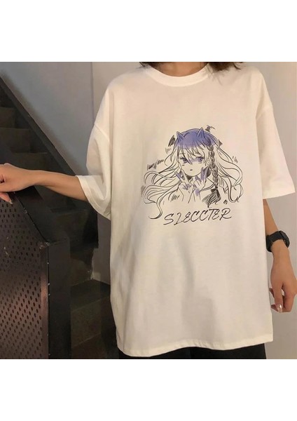 Girl Sleccter Beyaz Oversize T-Shirt modelleri