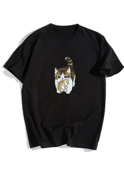 Cat & Cub Siyah Oversize T-Shirt