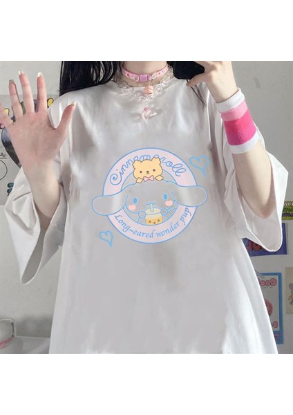 Cinnamoroll & Bear Beyaz Oversize T-Shirt
