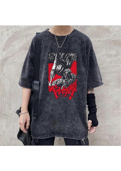 Yıkamalı Berserk Eskitme T-Shirt