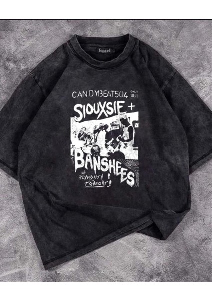 Yıkamalı Siouxsie Banshees Oversize Eskitme T-Shirt fiyatları