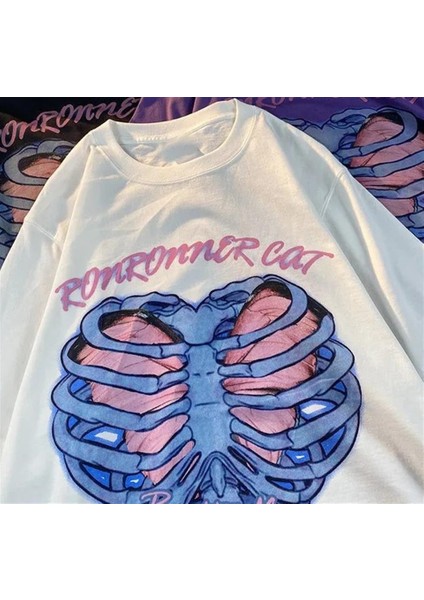 Ronronner Cat Rib Beyaz Oversize T-Shirt