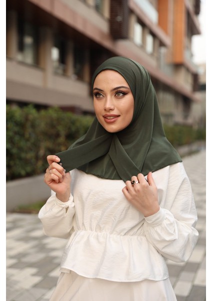 Moda Mevsimi Çıt Çıt Hazır Eşarp Çıtçıtlı Hijab Hazır Eşarp Haki