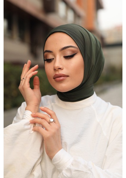 Moda Mevsimi Çıt Çıt Hazır Eşarp Çıtçıtlı Hijab Hazır Eşarp Haki