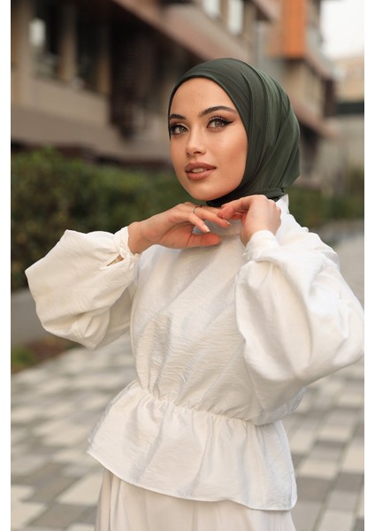 Moda Mevsimi Çıt Çıt Hazır Eşarp Çıtçıtlı Hijab Hazır Eşarp Haki