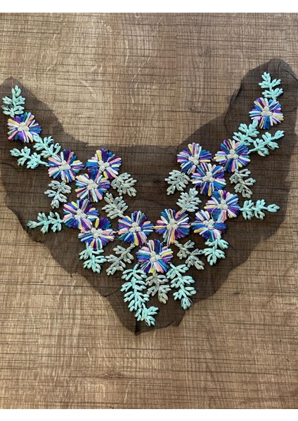 20X27 cm Tül Nakış Işlemeli Dikiş Aksesuar Yaka Aplike Arma Yama