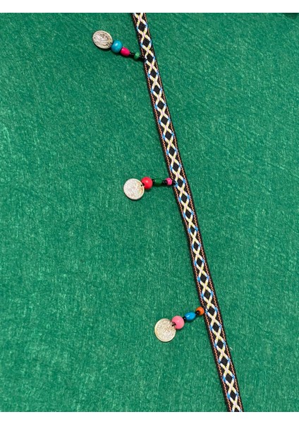 En 1.5 cm Ahşap Boncuklu Tuğralı Etnik Desen Şerit Giyim Dikiş Aksesuar Aplike (1 Metre) fiyatları