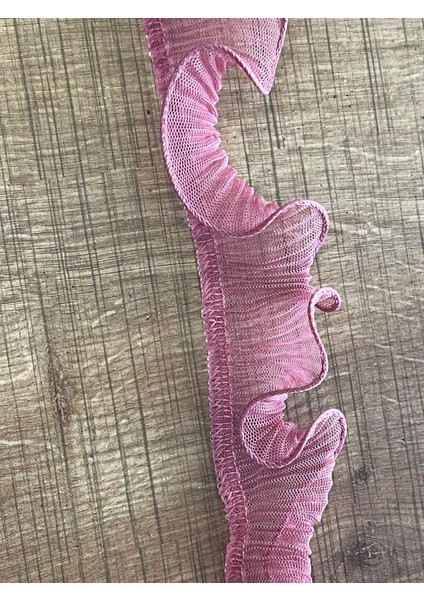 70 X4 cm Pembe Fırfırlı Lastikli Dikiş Aksesuarı Aplike