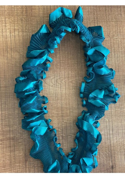 Boy 70 cm En 5 cm Fırfırlı Petrol Yeşili Lastikli Yuvarlak Dikiş Aksesuarı Aplike fiyatları