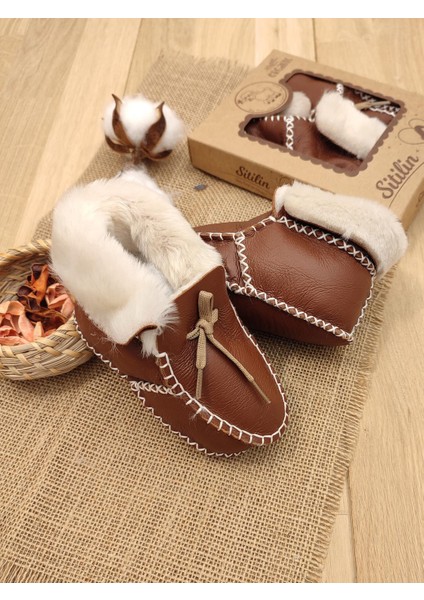 Organik Deri Unisex Bebek Patik Içi Yünlü Doğal Bebek Ayakkabı STL6040 modelleri