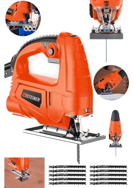 Alman 4000 W Sjs Metal Şanzıman 6 Kademe Devirli Bakır Sargılı Dekupaj Testere Makinesi 10 Uç