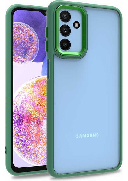 Samsung Galaxy M23 Kılıf Arkası Şeffaf Renkli Kenar Flora Silikon