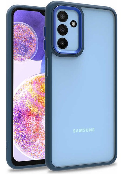 Samsung Galaxy M13 Kılıf Arkası Şeffaf Renkli Kenar Flora Silikon