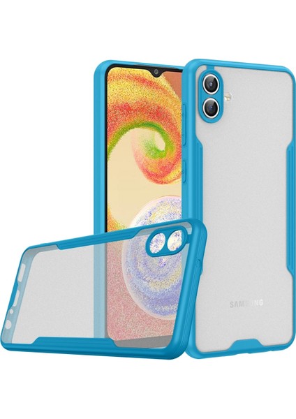 Samsung Galaxy A04 Kılıf Kamera Korumalı Arkası Mat Platin Silikon