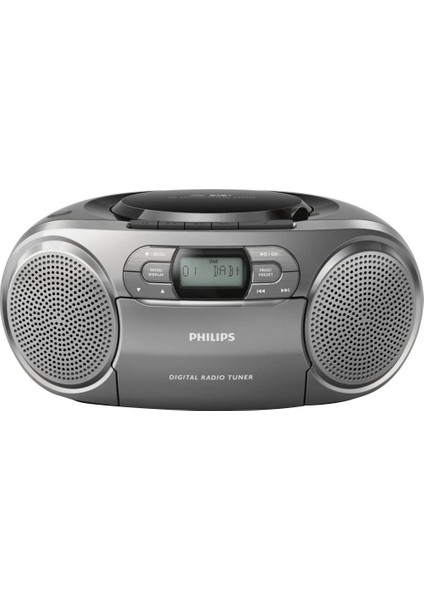 Audio Taşınabilir CD Radyo AZB600/12 (Dinamik Bas Kuvvetlendirme, Dab+, Cd/kaset Çalar, 3,5 mm Giriş) Koyu Gümüş