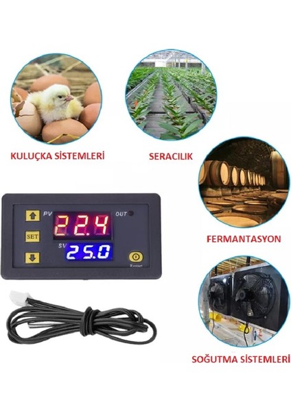 W3230 12V Dijital Termostat Kuluçka Makinalarına Uygun Hassas