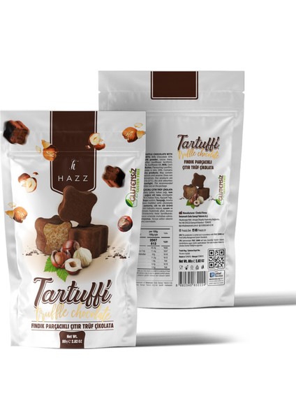 Tartuffi Kakao Kaplı Fındık Parçalı Çıtır Trüf Çikolata 80G