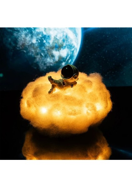 Dekoratif Bulut Üstünde Renk Değiştiren Astronot Gece Lambası (Yurt Dışından)