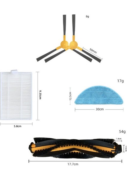 Abır X5 X6 X8 Robot Vakum Ana Fırça Yan Fırça Filtre Paspas Bezi Hepa Filtre Yedek Parça Değiştirme (Yurt Dışından)