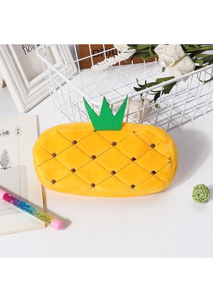 3pcs Hayvan Peluş Kırtasiye Depolama Çantası, Renk: Ananas (Yurt Dışından)