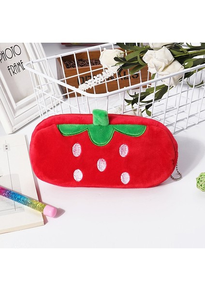 3pcs Hayvan Peluş Kırtasiye Depolama Çantası, Renk: Kırmızı Çilek (Yurt Dışından)