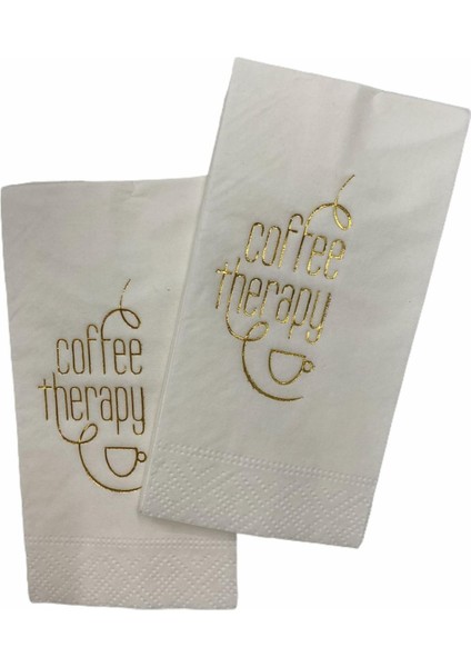 Gold Yaldızlı Beyaz Coffee Therapy Peçete 6X12 cm
