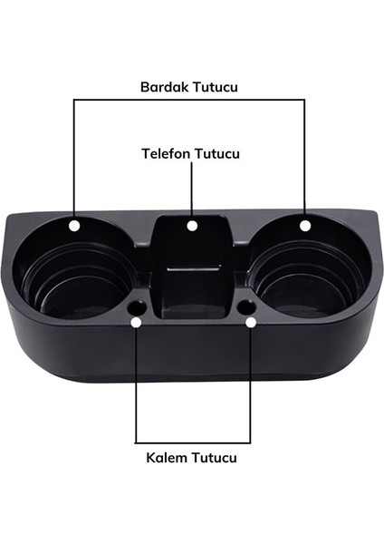 Araç Içi Oto Koltuk Arası Yanı Bardak Kalem Cep Telefon Tutucu Konsol Bardaklık