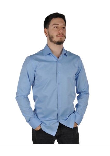 Slim Fit Saten Erkek Gömleği