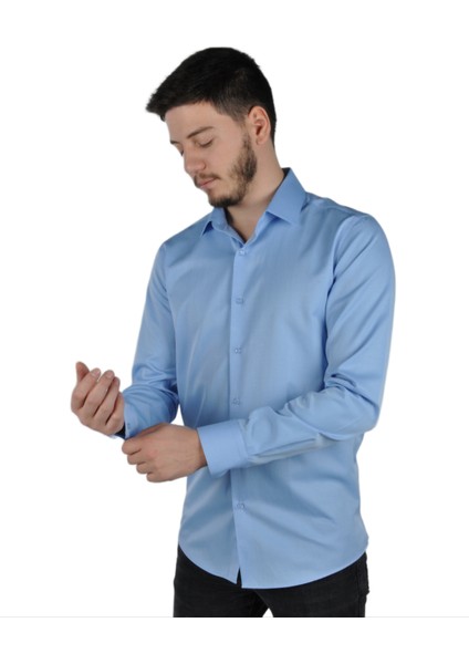 Slim Fit Saten Erkek Gömleği