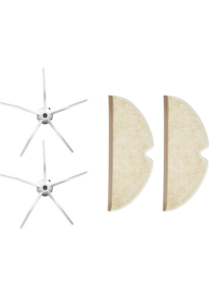 S5 Max S5 S4 Max S6 Maxv S6 S6 Pure Roborock Modelleri Uyumlu Mop Bez Beyaz Yan Fırça 2'li Set