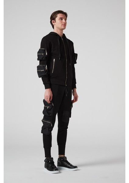 Kargo Çok Cepli Siyah, Fermuarlı, Ikili Erkek Eşofman Takımı fiyatları