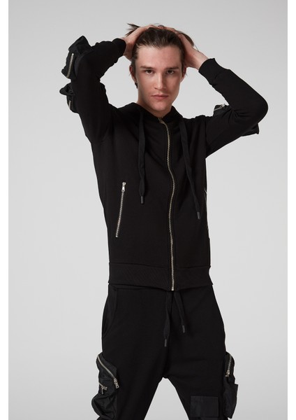 Kargo Çok Cepli Siyah, Fermuarlı, Ikili Erkek Eşofman Takımı
