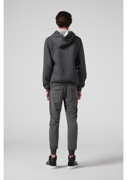 Antrasit Kapüşonlu,fermuarli Erkek Sweatshirt