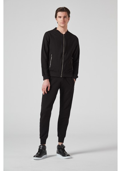 Erkek Sweatshirt, Iki Iplik Siyah Kumaş