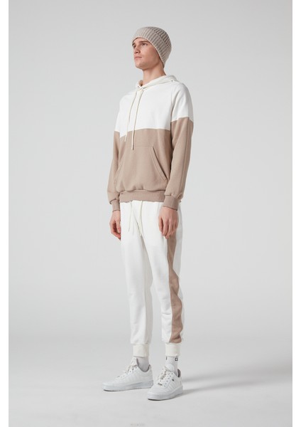 Bej-Krem Kapüşonlu Erkek Eşofman Takımı fiyatları