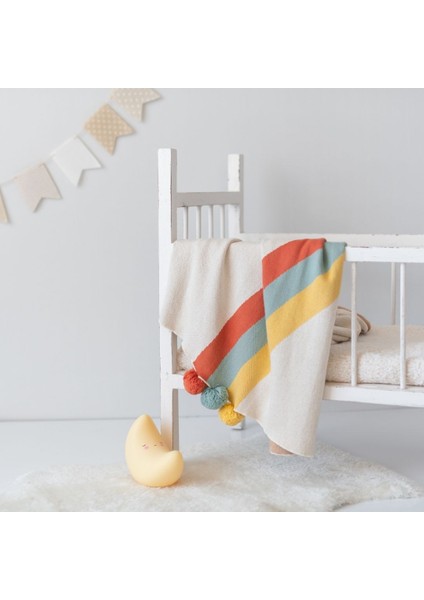 Organik Ince Bebek Triko Battaniye Rain-Pompom fiyatları