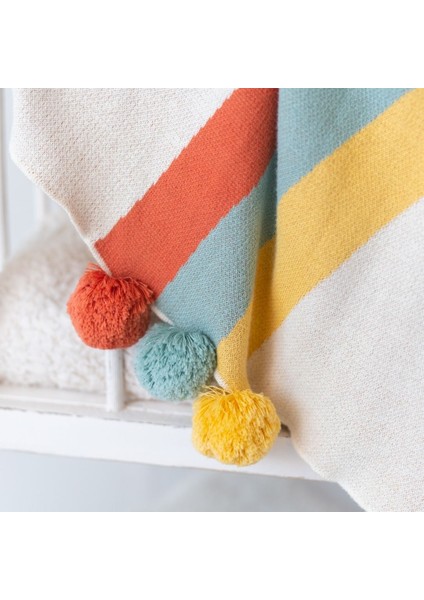 Organik Ince Bebek Triko Battaniye Rain-Pompom modelleri