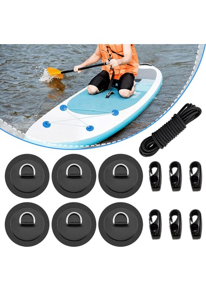D Pad Patch Kayak Bungee Şok Kablosu Kancalar Paddleboard Siyah (Yurt Dışından)