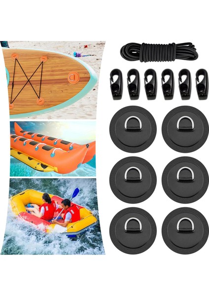 D Pad Patch Kayak Bungee Şok Kablosu Kancalar Paddleboard Siyah (Yurt Dışından)
