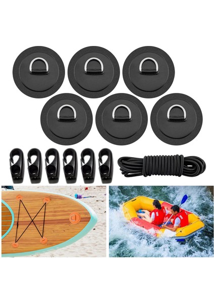 D Pad Patch Kayak Bungee Şok Kablosu Kancalar Paddleboard Siyah (Yurt Dışından)