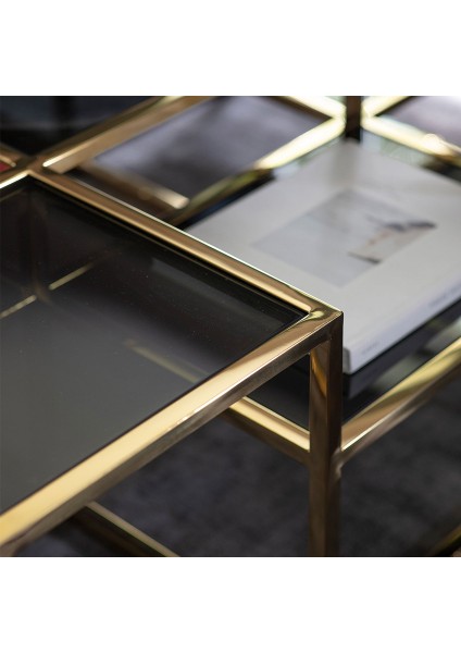 Waleska Gold Metal&cam Orta Sehpa