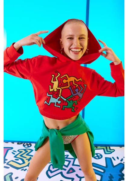 Active Crop Sweatshirt -Keith Haring Koleksiyonu