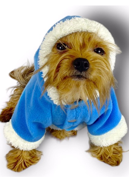 Blue Furry Kapşonlu Ceket Sweat By Kemique Köpek Kazağı