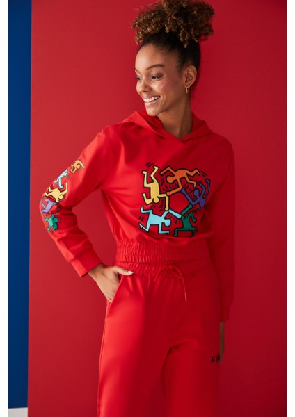 Active Crop Sweatshirt -Keith Haring Koleksiyonu