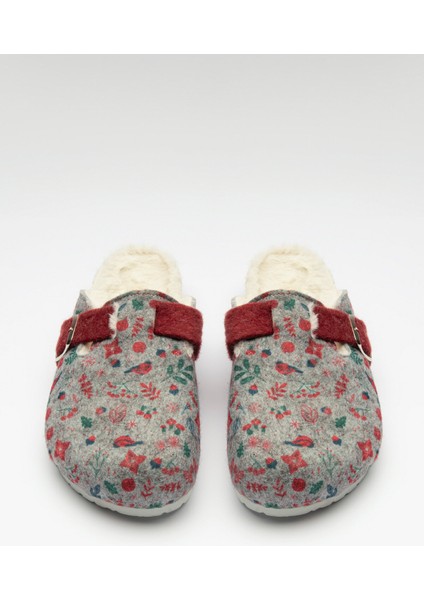 Gri Flora Red Belt Terlik modelleri