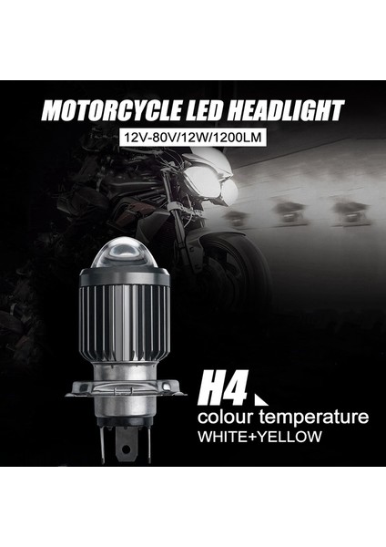 H4 LED Spot Işığı Küçük Ampul LED Motosiklet Modifiye Far Entegre Iki Renkli Far Aksesuarları (Yurt Dışından)