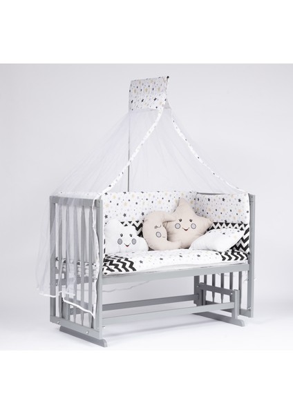 Süper Natural ahşap Beşik 4 Kademeli Gri Anne Yanı Sallanır Bebek Beşiği 60X120 -Uyku Seti+Yatak G14 modelleri