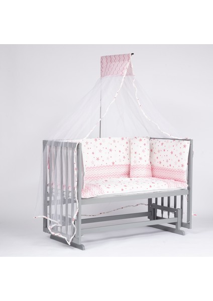 Süper Natural ahşap Beşik 4 Kademeli Gri Anne Yanı Sallanır Bebek Beşiği 60X120 -Uyku Seti+Yatak G9 modelleri