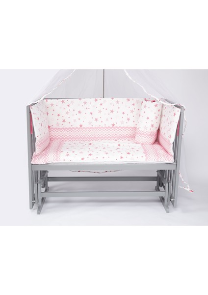Süper Natural ahşap Beşik 4 Kademeli Gri Anne Yanı Sallanır Bebek Beşiği 60X120 -Uyku Seti+Yatak G9 fırsatları