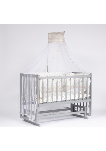 Süper Natural ahşap Beşik 4 Kademeli Gri Anne Yanı Sallanır Bebek Beşiği 60X120 -Uyku Seti+Yatak G6 fırsatları